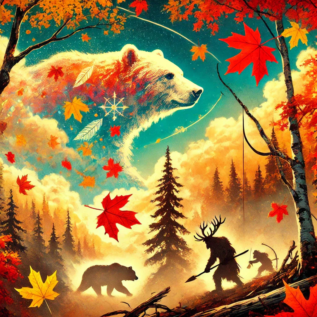 Légende-autochtone-de-l-automne-le-Grand-Ours-et-les-feuilles-rouge Artisanat Autochtone