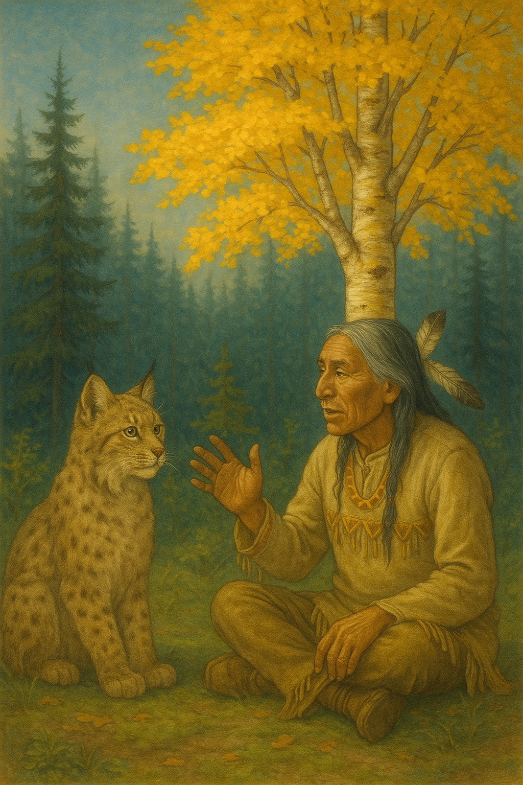 Le lynx et le bouleau jaune