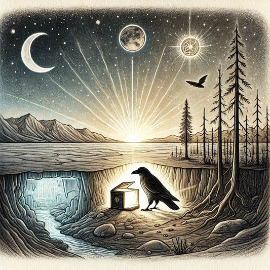 La-légende-du-corbeau-et-de-la-création-de-la-lumière Artisanat Autochtone