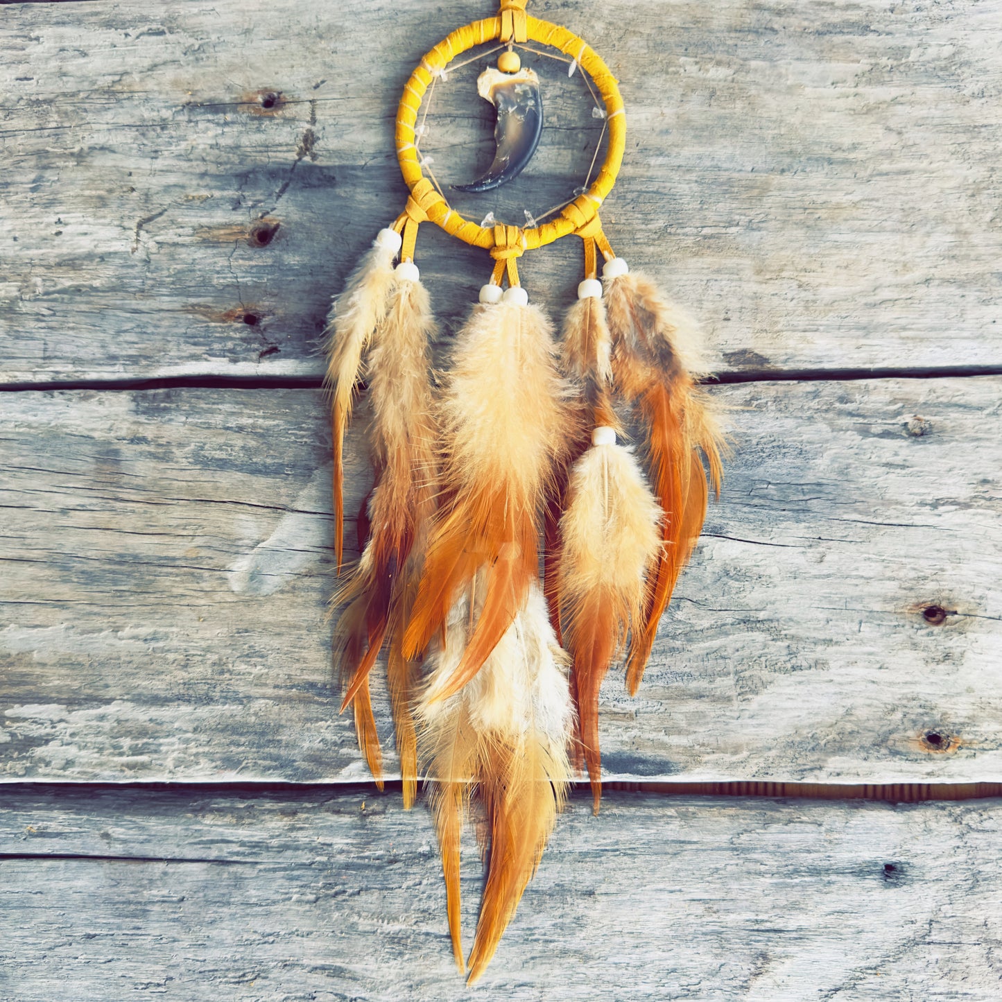 3-inch Quartz and Bear Claw Dreamcatcher – ilnu Creation