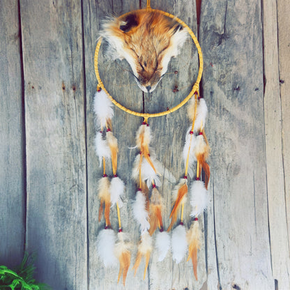 Capteurs de rêves avec têtes de renard – œuvres artisanales autochtones Esprit animal