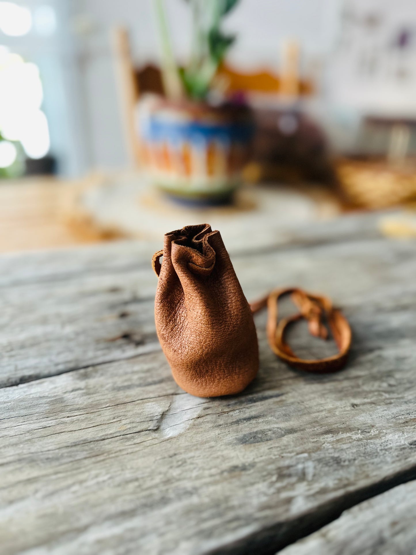 Large brown leather medicine bag – Spirit of the sacred journey