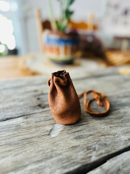 Large brown leather medicine bag – Spirit of the sacred journey
