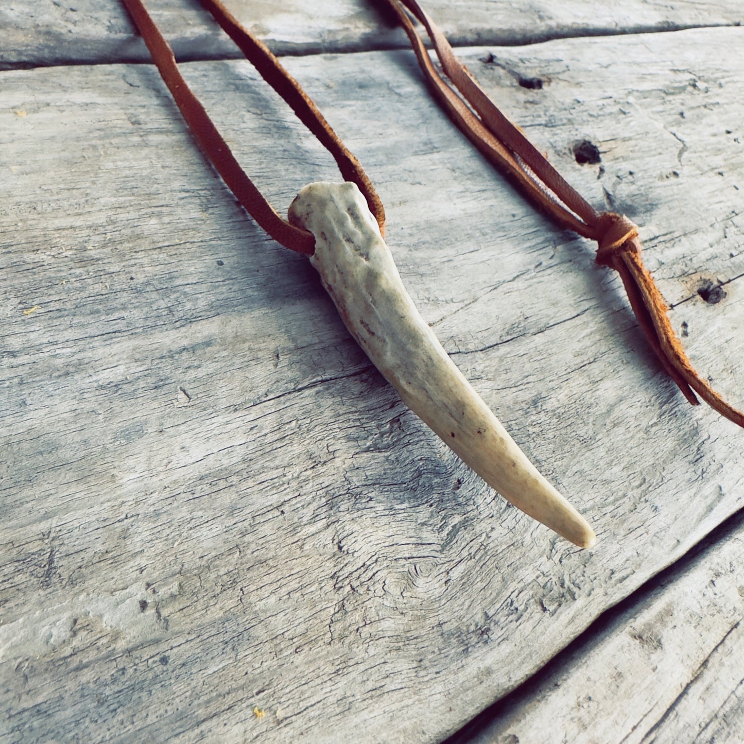 Handmade natural deer antler necklace