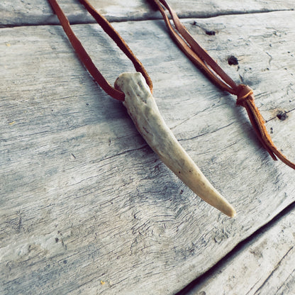 Handmade natural deer antler necklace