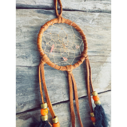  Dreamcatcher decorated with colorful feathers and beads, vibrant Indigenous-inspired spiritual artwork