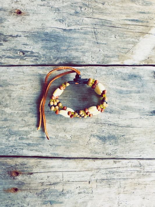 Native leather cuff – handmade in Quebec.