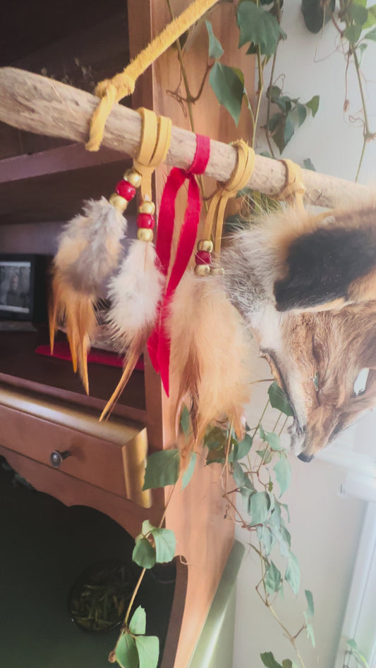 Forest fox – mural artwork featuring real feathers