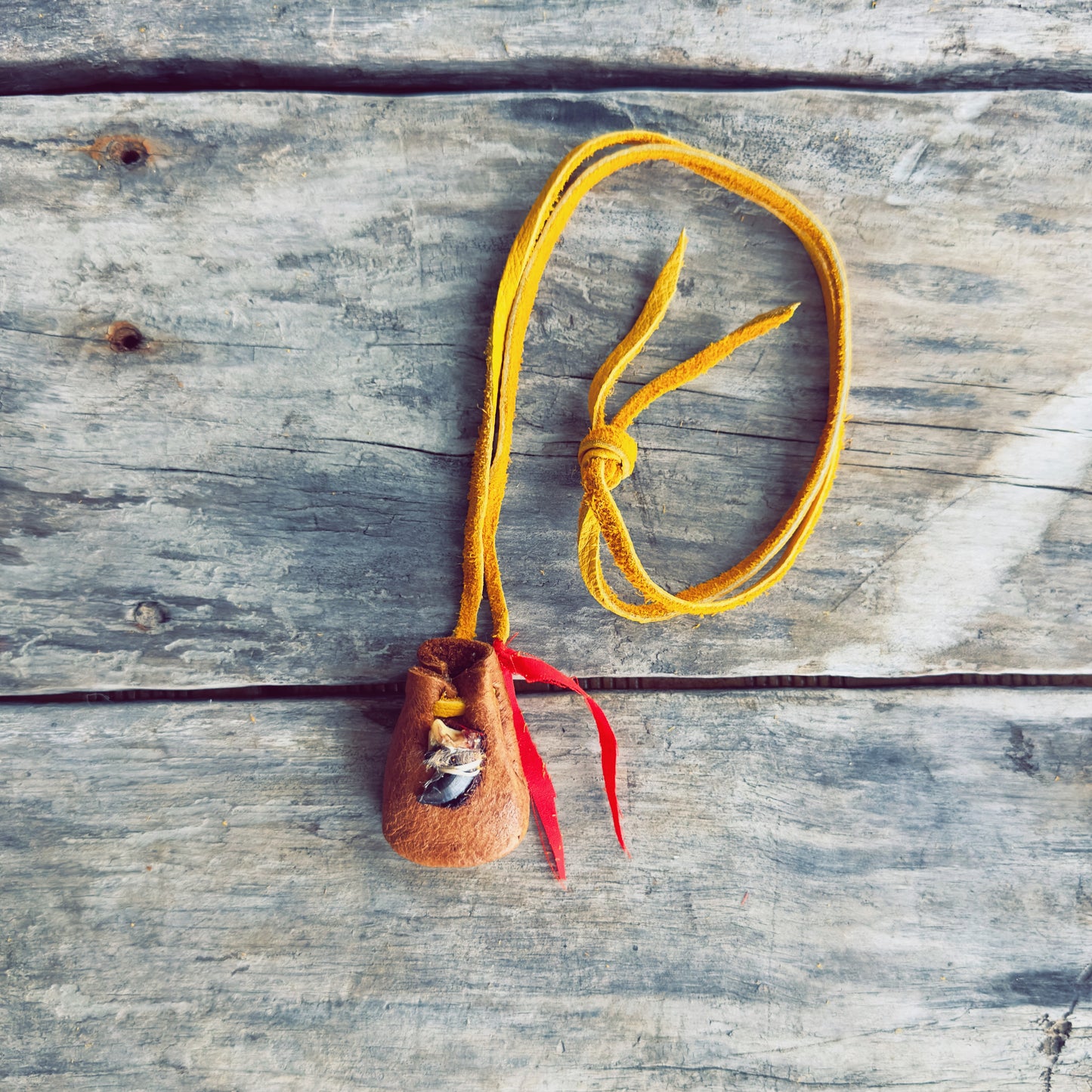 Indigenous handmade wolf medicine bag ceremonial art