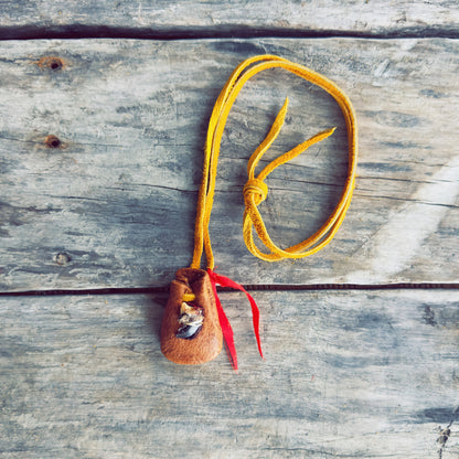 Indigenous handmade wolf medicine bag ceremonial art