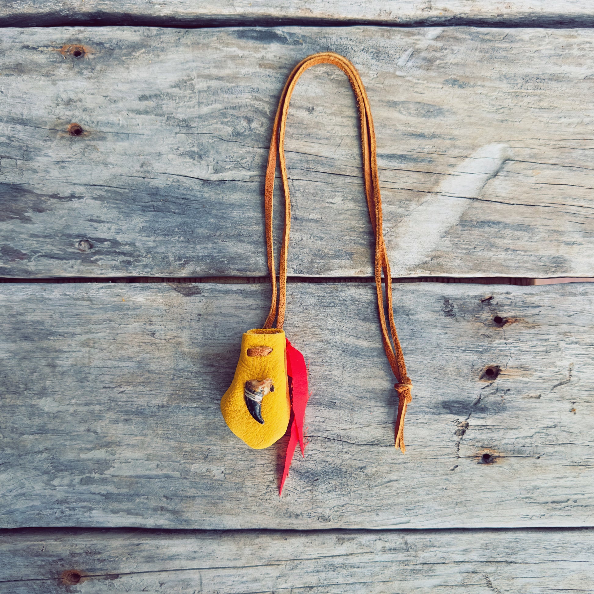 Indigenous inspired wolf medicine pouch handcrafted